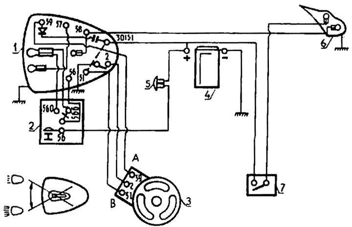 Схема электрооборудования с генератором переменного тока мотоцикла «Паннония»