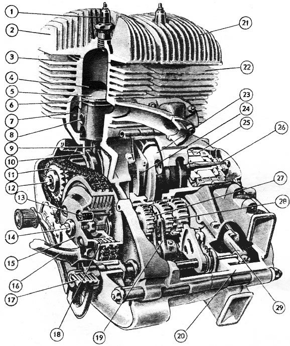 Блок цилиндра двигателя с коробкой передач